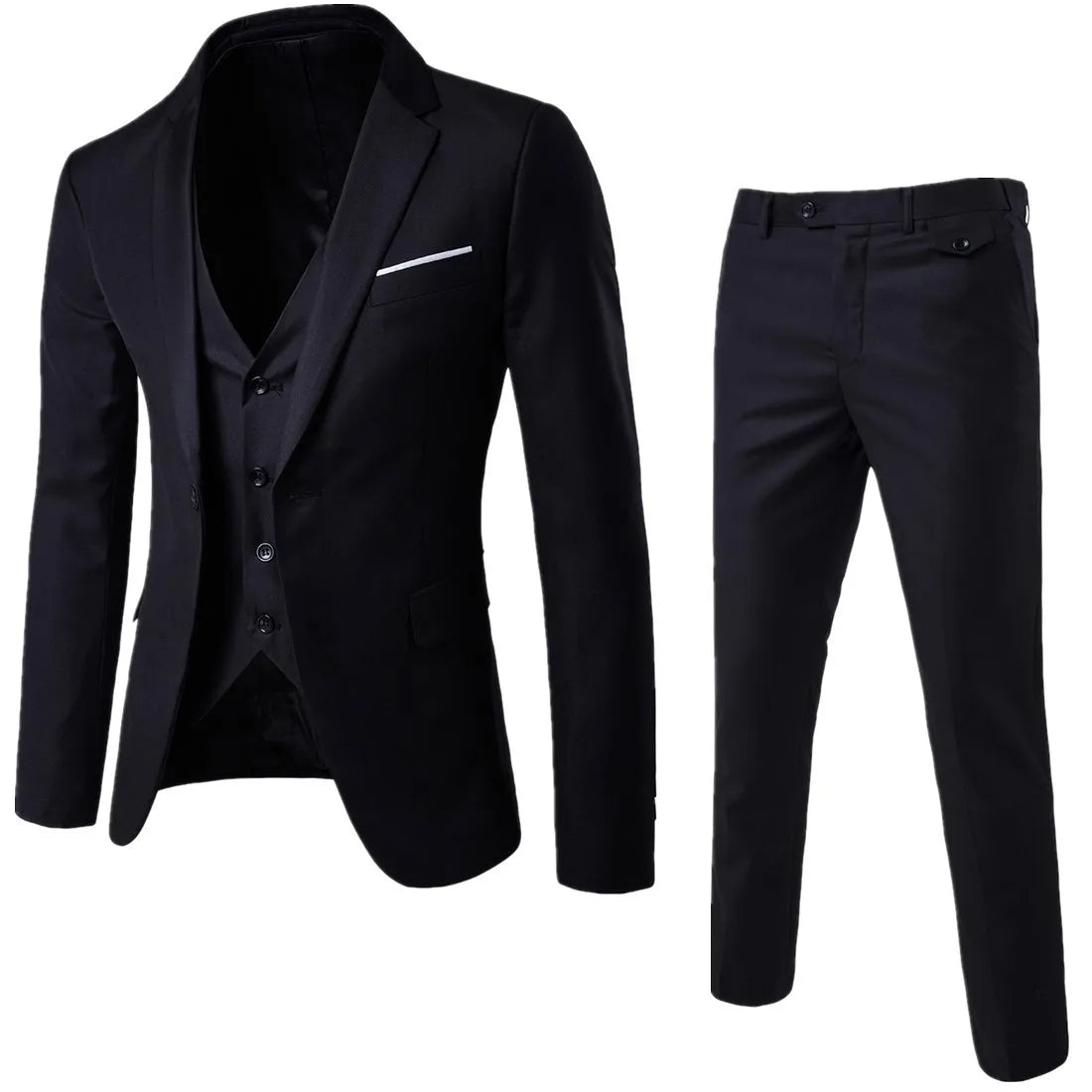 Spring Autumn New Fashion Men's Trendy Slim Business Solid Color 3 Pieces of Suits Sets Single Greasted Blazers Waistcoat Pants Velora