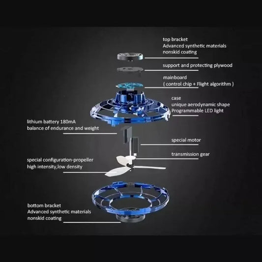 UFO Fingertip Gyroscope Sensing Toy, Fun Floating Luminous Gyroscope Stress Reducing Toy Children's Birthday Toy Gift Velora