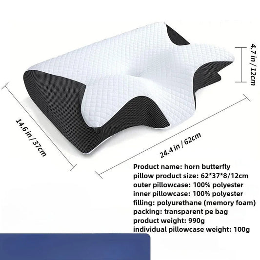 Butterfly Sleep Memory Neck Pillow Slow Rebound Comfortable Memory Foam Sleep Pillow Cervical Orthopedic Neck Massage Bed Pillow Velora