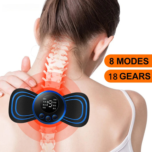 EMS Neck Massager Mini Cervical Back Muscle Pain Relief Patch Massageador Stimulator Mat Portable Leg Body Health Care Tool Velora