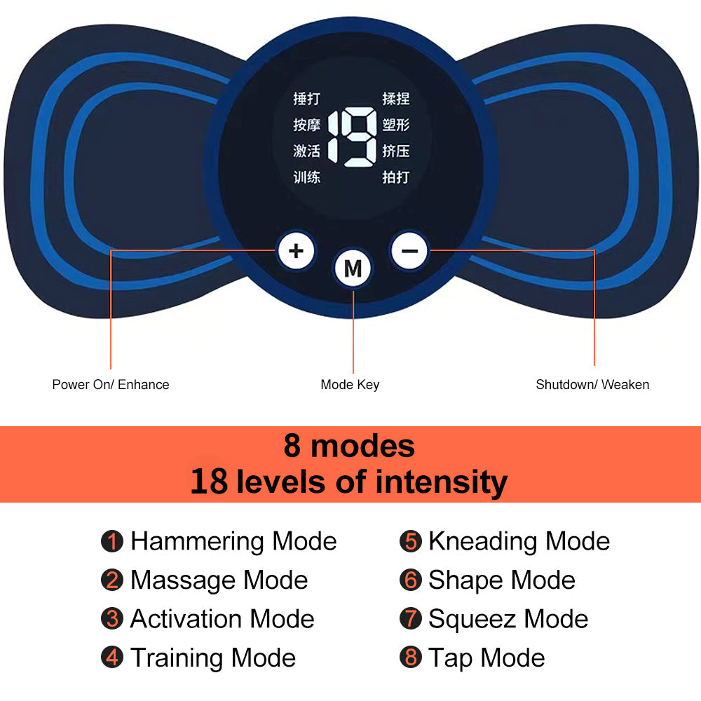 EMS Neck Massager Mini Cervical Back Muscle Pain Relief Patch Massageador Stimulator Mat Portable Leg Body Health Care Tool Velora