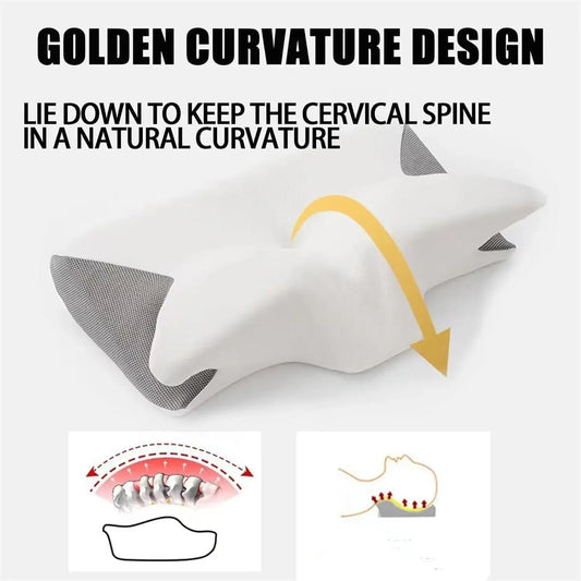 1pc Memory Foam Cervical Pillow, 2 in 1 Ergonomic Contour Orthopedic Pillow for Neck Pain, Contoured Support Pillows,Neck Pillow Velora