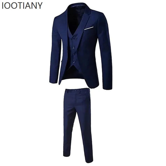 Slim Fit Business Casual Suit Vest Pants Three-piece Adult Men's Clothing Suit Formal Wedding Party Groom Role Playing Costume Velora