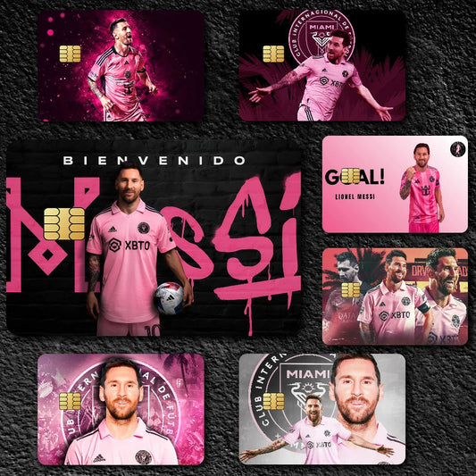 Superstar m-messi 10 K Poster Film Skin Cover Credit Card Stickers 4PCS Debit Front Decoration Bank Bus Pass Waterproof - Velora