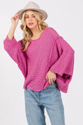 SAGE + FIG Distressed Asymmetrical Open Stitch Sweater - Velora Luxury Fashion