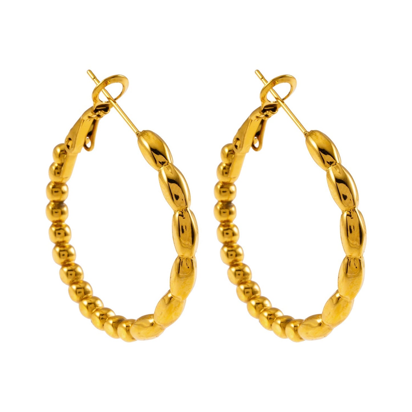 SAOREI: Dual Beaded Hoop Earrings - Velora Luxury Fashion