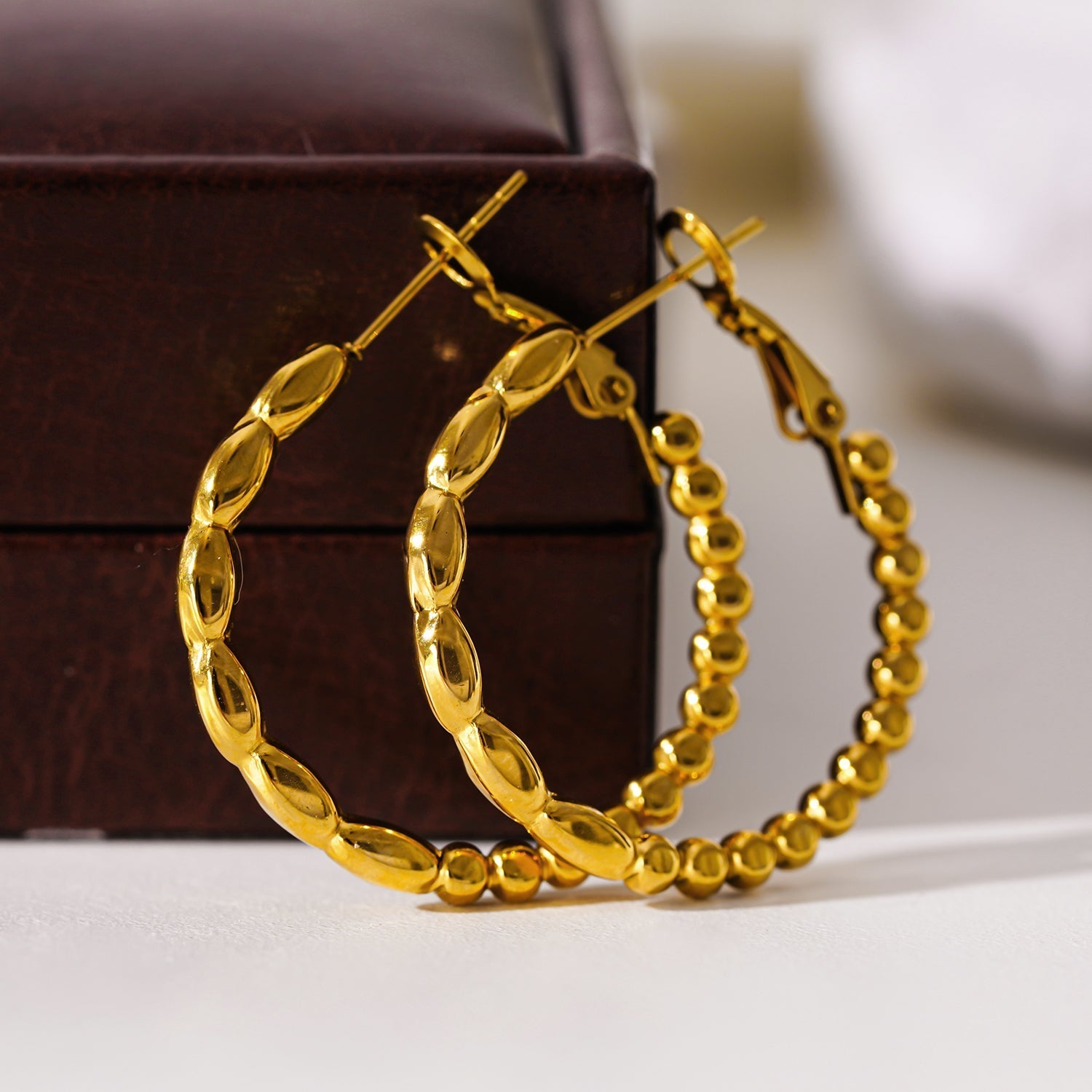 SAOREI: Dual Beaded Hoop Earrings - Velora Luxury Fashion