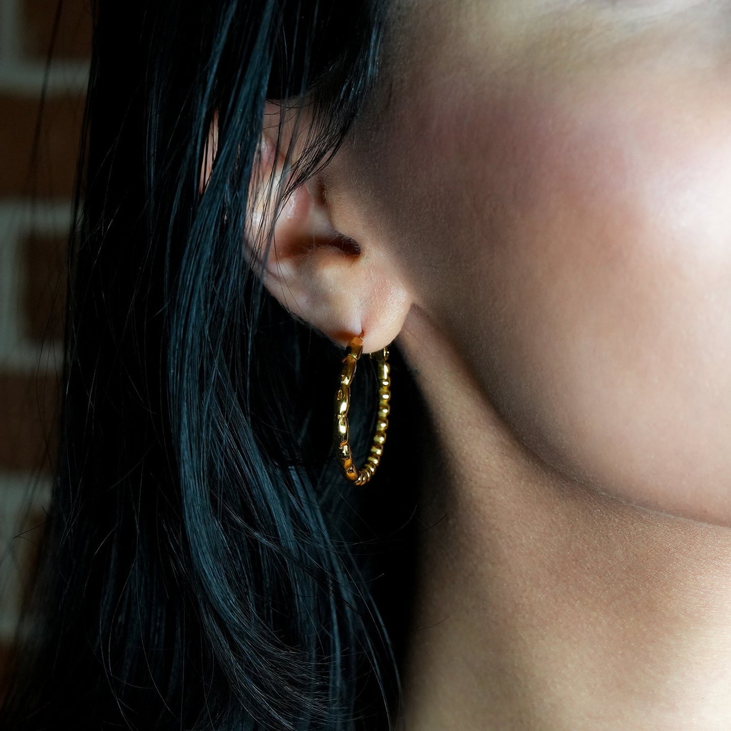 SAOREI: Dual Beaded Hoop Earrings - Velora Luxury Fashion