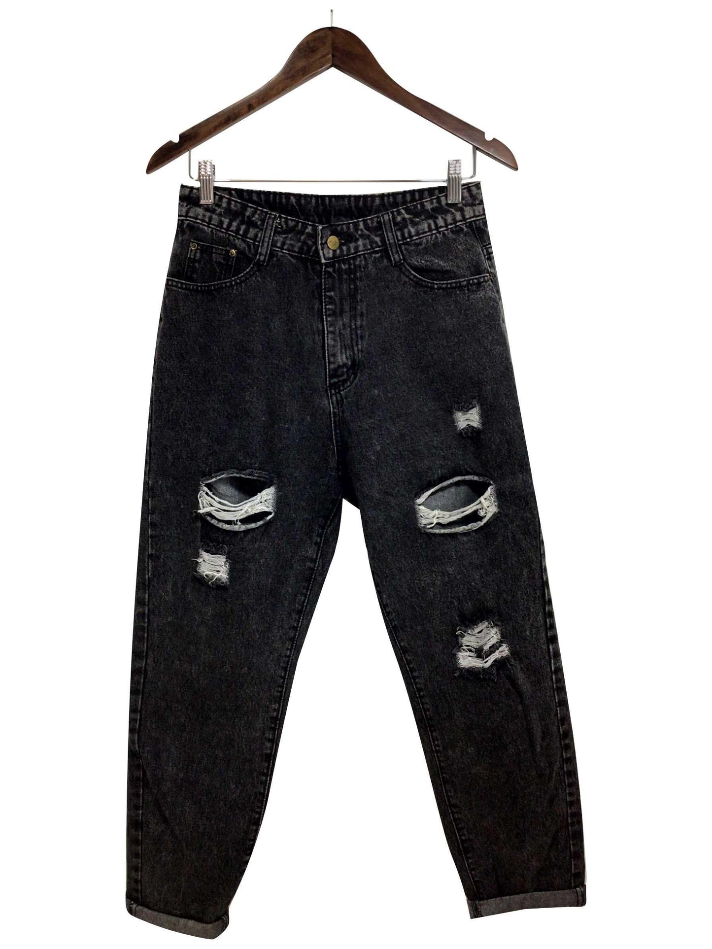 SHEIN Regular fit Straight-legged Jeans in Black - M - Velora