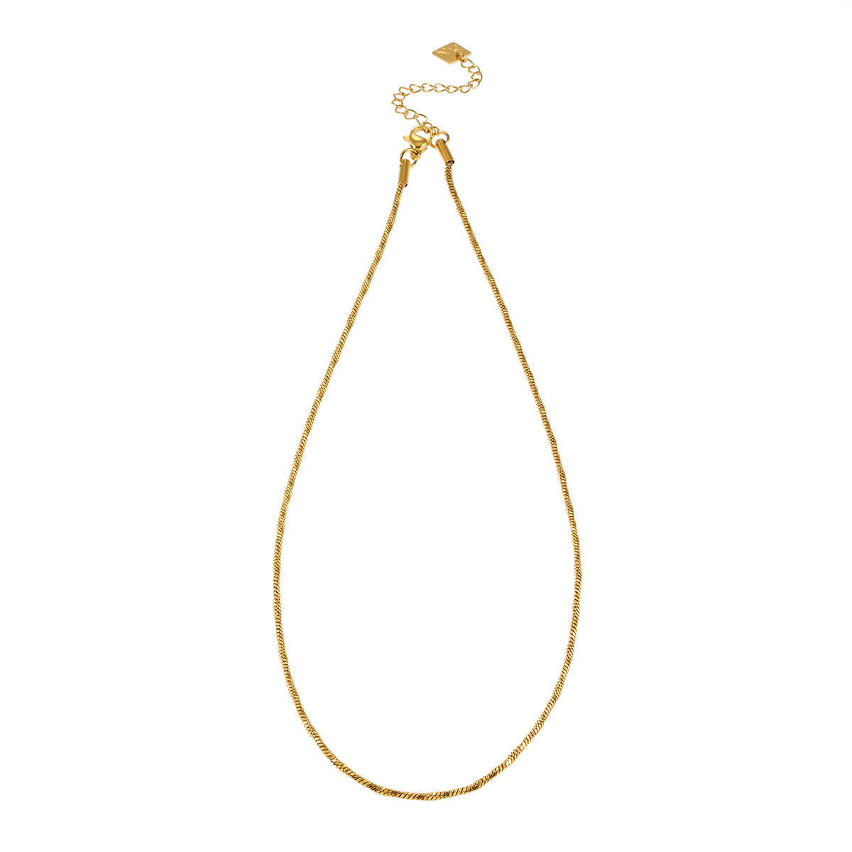 SKAGWAY: Minimalist Twisted Textures Chain Necklace in Gold - Velora Luxury Fashion