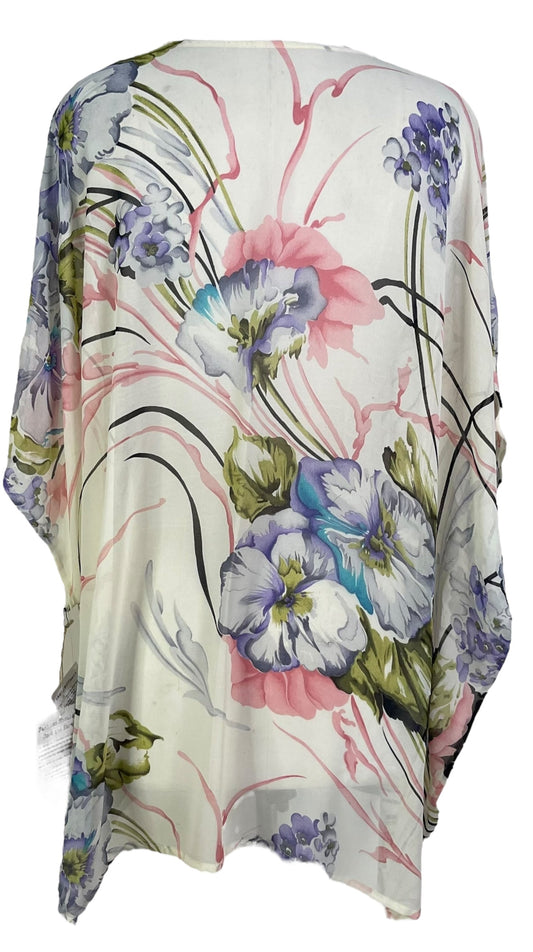 PRG6884 Sheer Avatar Pure Silk Short Kaftan Tunic without Slits - Velora