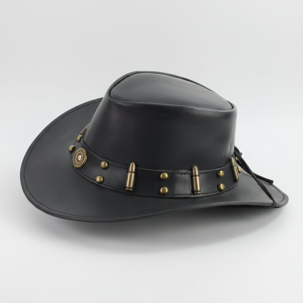 Shapeable Cowboy Hat with 12 Gauge Bullet Slice & Embellishments - Velora Luxury Fashion