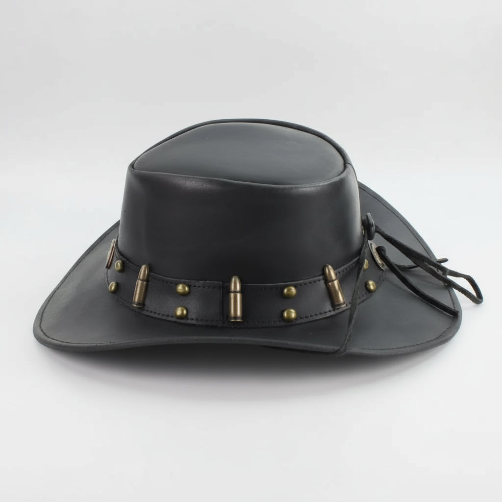 Shapeable Cowboy Hat with 12 Gauge Bullet Slice & Embellishments - Velora Luxury Fashion