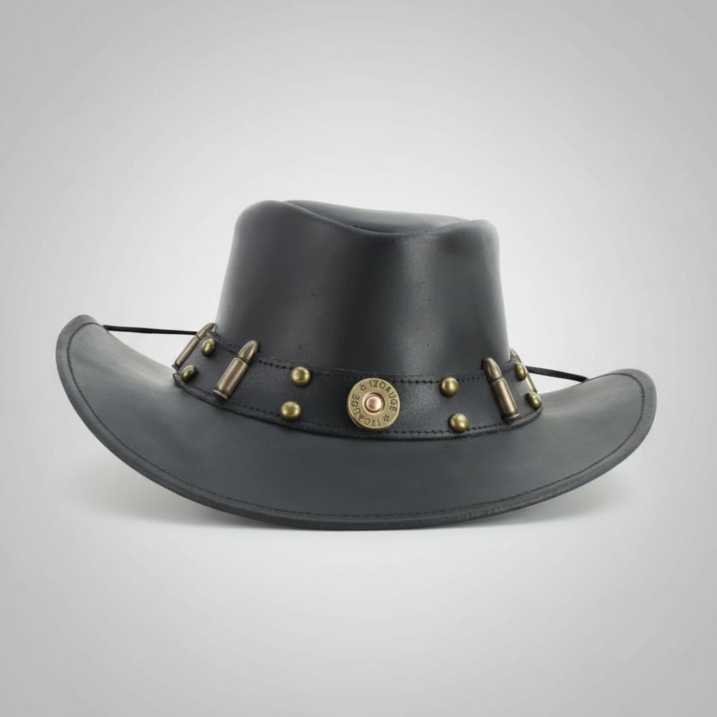 Shapeable Cowboy Hat with 12 Gauge Bullet Slice & Embellishments - Velora Luxury Fashion