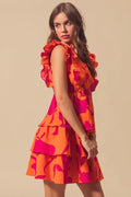 SO ME Floral V Neck Layered Dress with Elasticized Waist - Velora Luxury Fashion