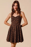 SO ME Mineral Washed Leopard Flare Cami Dress - Velora Luxury Fashion