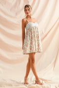 SO ME Mixed Floral Print Sleeveless Mini Dress - Velora Luxury Fashion