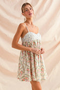 SO ME Mixed Floral Print Sleeveless Mini Dress - Velora Luxury Fashion
