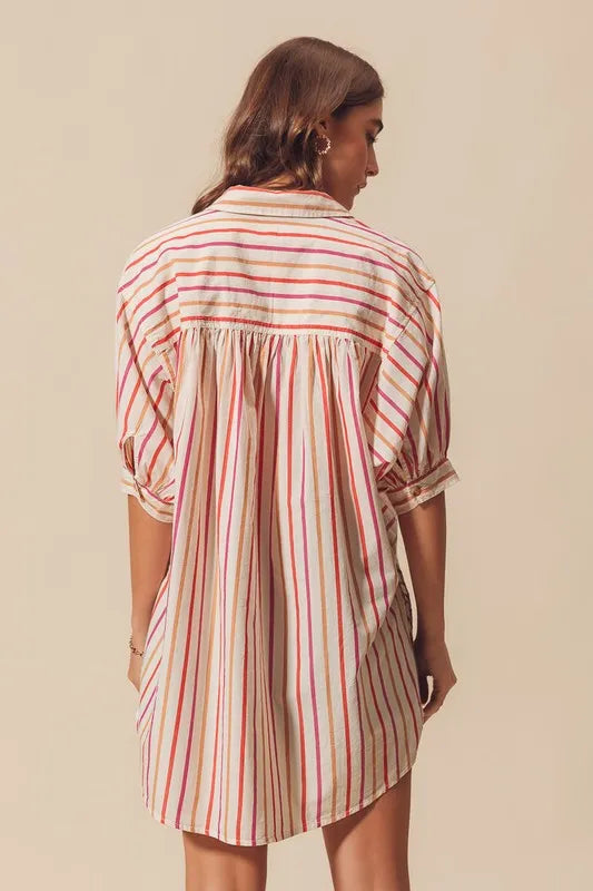 SO ME Multicolored Stripe Button Down Shirt - Velora Luxury Fashion