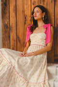 SO ME Ribbon Flowy Maxi Dress with Contrast Trim - Velora Luxury Fashion