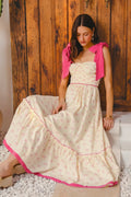 SO ME Ribbon Flowy Maxi Dress with Contrast Trim - Velora Luxury Fashion
