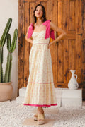 SO ME Ribbon Flowy Maxi Dress with Contrast Trim - Velora Luxury Fashion