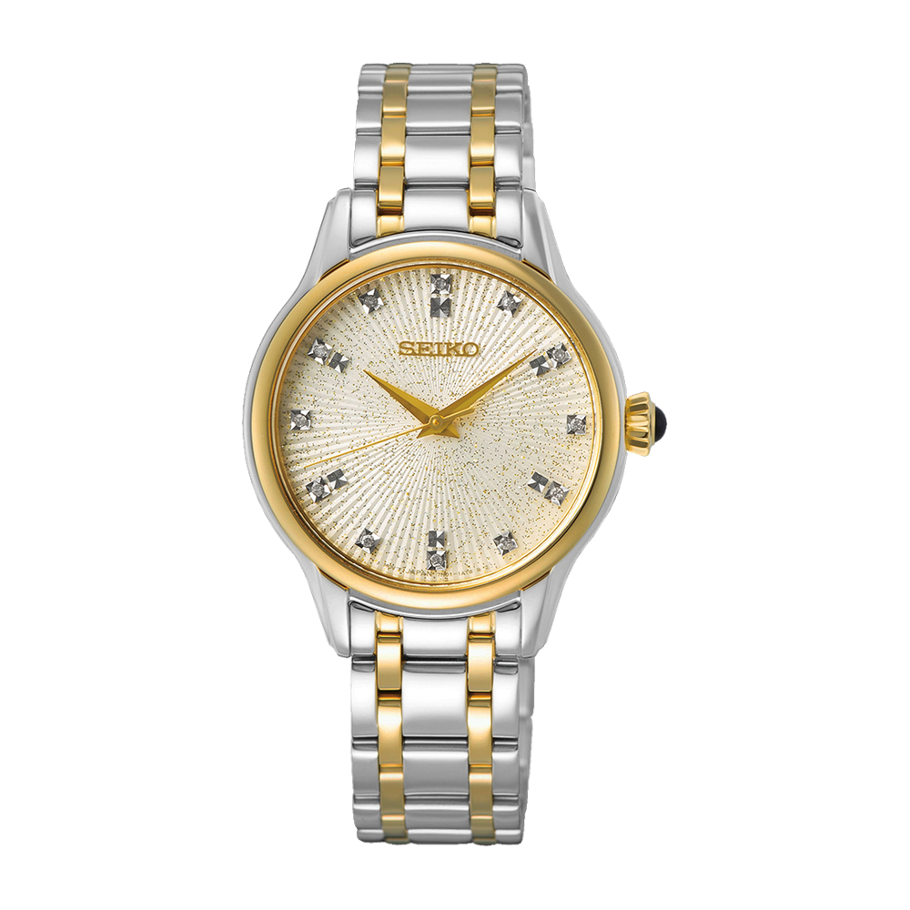 SEIKO Diamond Quartz Two Tone Ladies | SRZ550