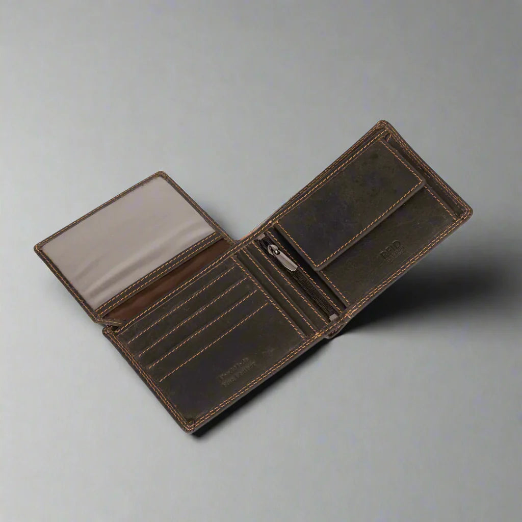 Greenwood Leather Men's Wallet. RFID-Blocking Oil Pull-Up Leather Boutique of Leathers/Open Road