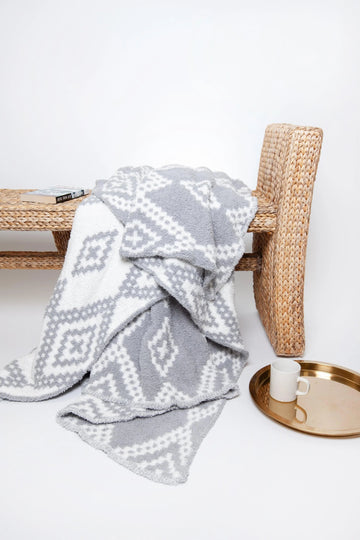Grey & White Diamond Mosaic Print Extended Throw