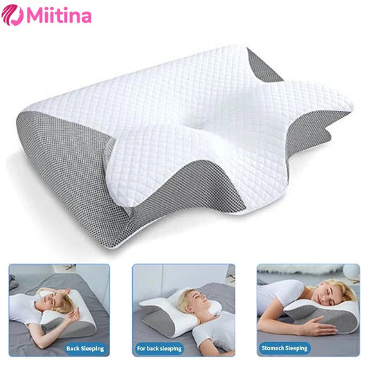 Sleep Memory Neck Pillow Butterfly Slow Rebound Comfortable Memory Foam Sleep Pillow Cervical Orthopedic Neck Massage Bed Pillow Velora