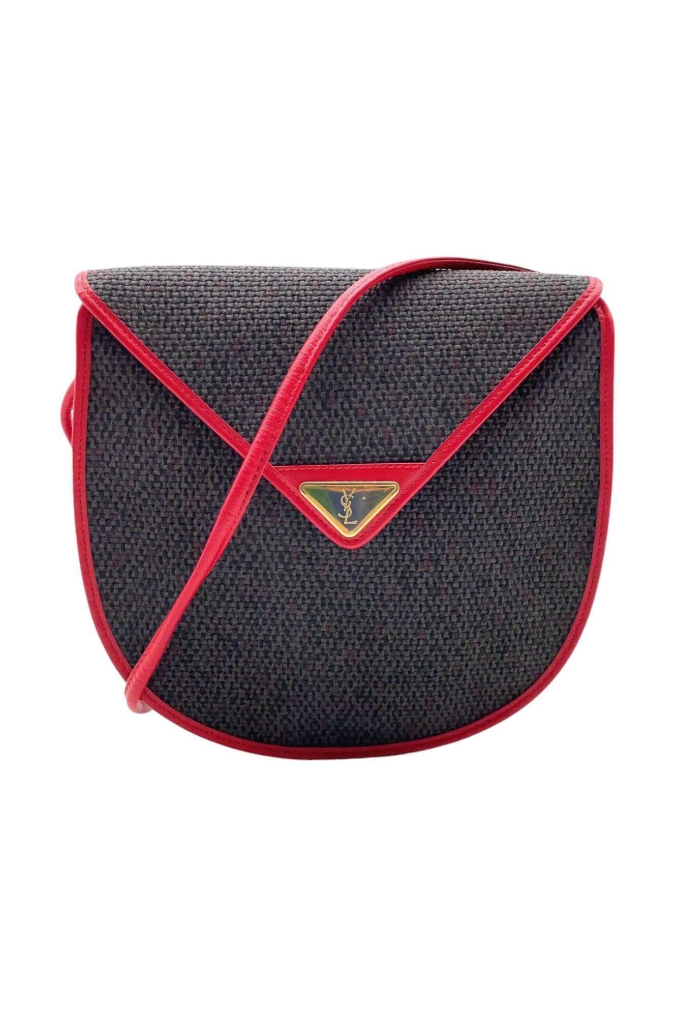 Saint Laurent Pochette Gray /Red Shoulder Bag NS080768 - Velora Luxury Fashion