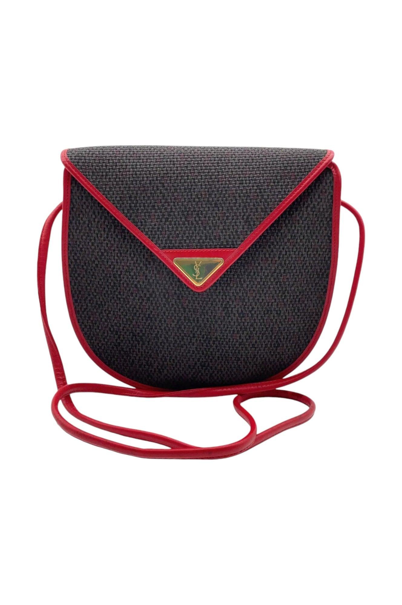 Saint Laurent Pochette Gray /Red Shoulder Bag NS080768 - Velora Luxury Fashion