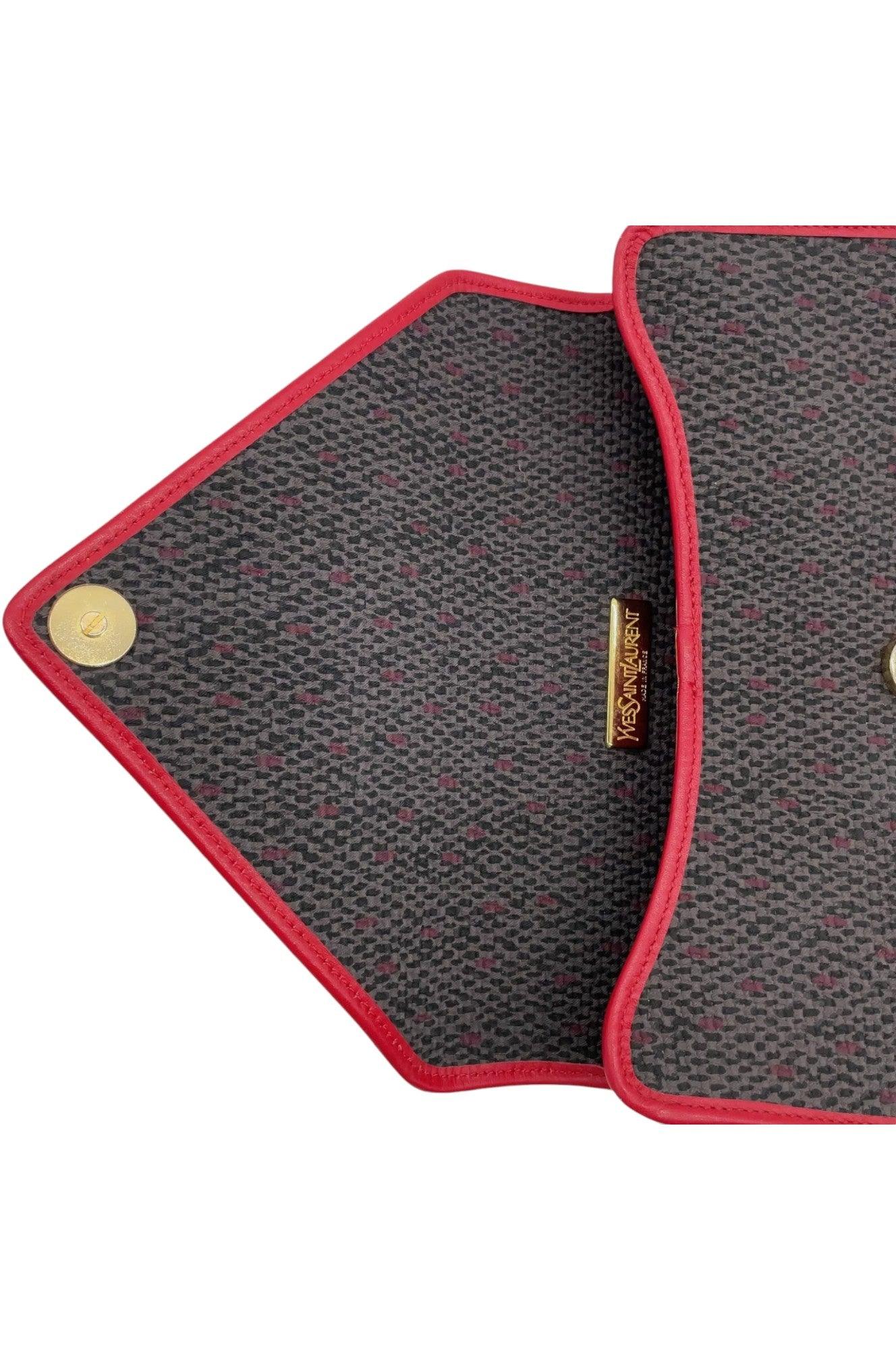 Saint Laurent Pochette Gray /Red Shoulder Bag NS080768 - Velora Luxury Fashion