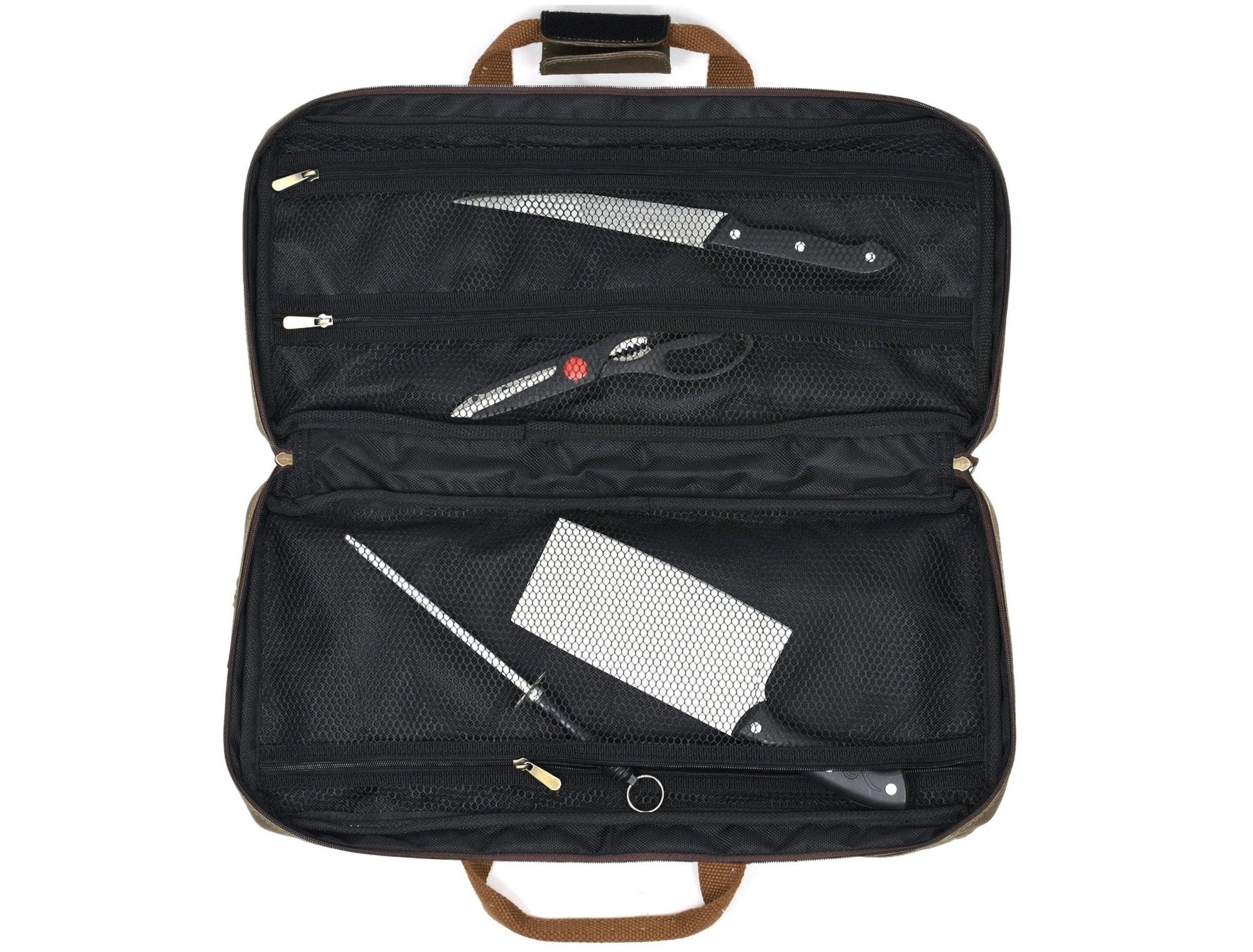 Salerno Canvas Chef Knife Case Olive Green (KR-62) - Velora Luxury Fashion