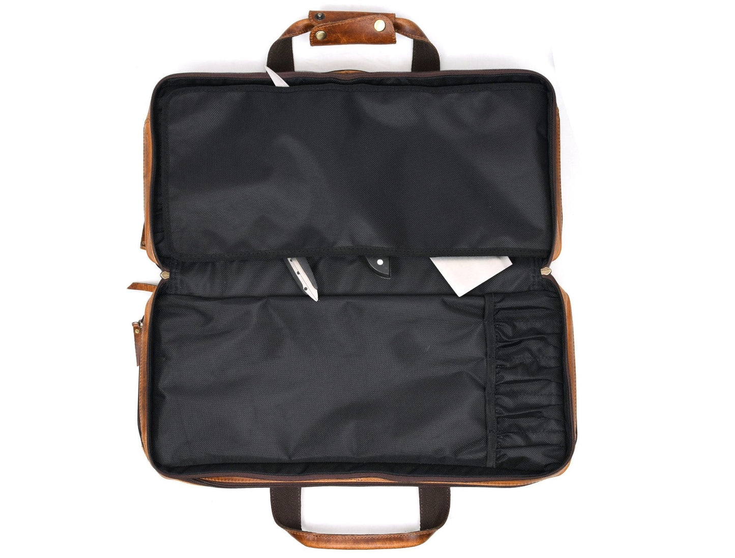 Salerno Leather Chef Knife Case Stress Brown (KR-61) - Velora Luxury Fashion