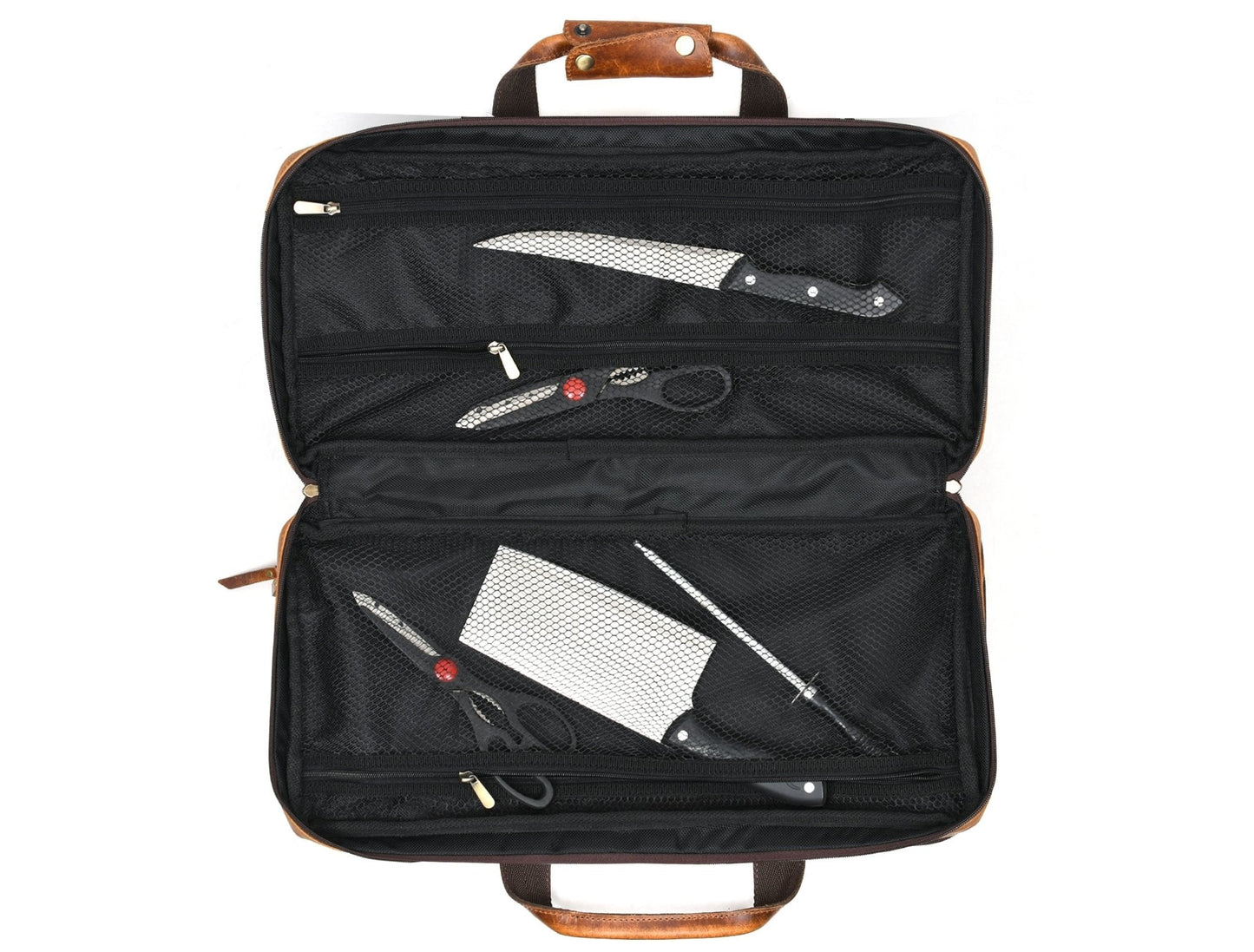 Salerno Leather Chef Knife Case Stress Brown (KR-61) - Velora Luxury Fashion
