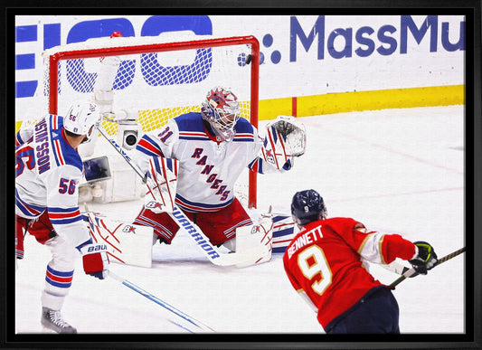 Sam Bennett 20x29 Framed Canvas Panthers Winning Goal - Velora Luxury Fashion