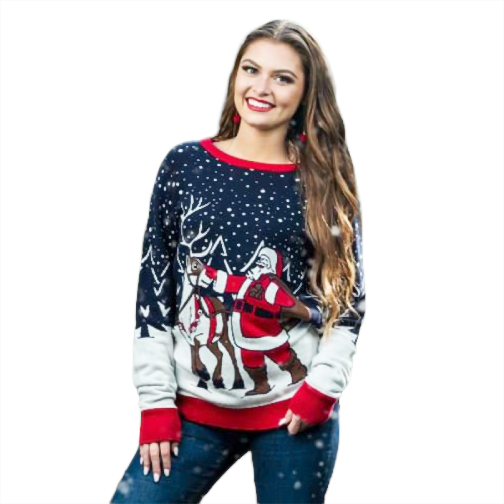 Santa And Reindeer  Sweater - Velora Luxury Fashion