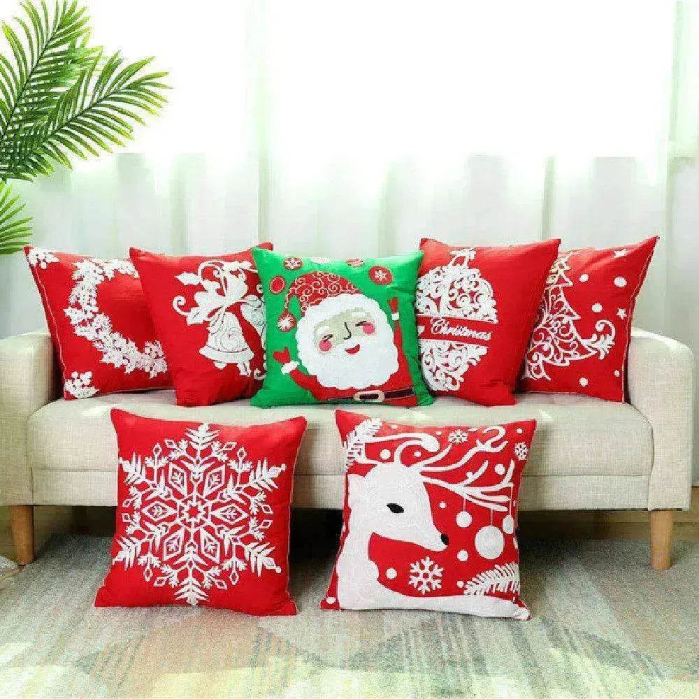 Santa Claus Tree Snowman Sofa Cushion Cover Pillow Case