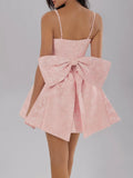 Satin Mini Cami Dress with Bow - Velora Luxury Fashion