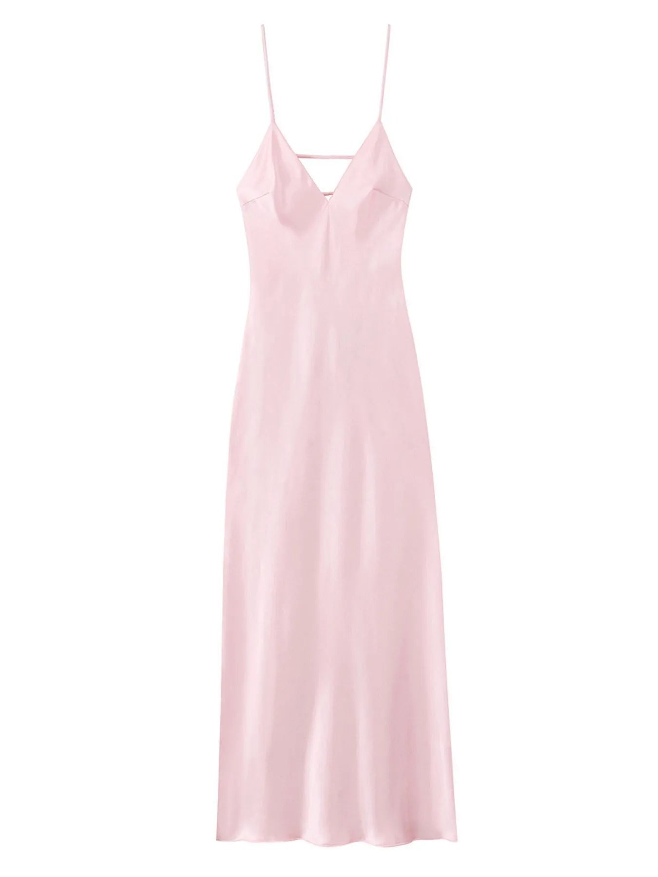 Satin V-Neck Cami Dress - Velora Luxury Fashion