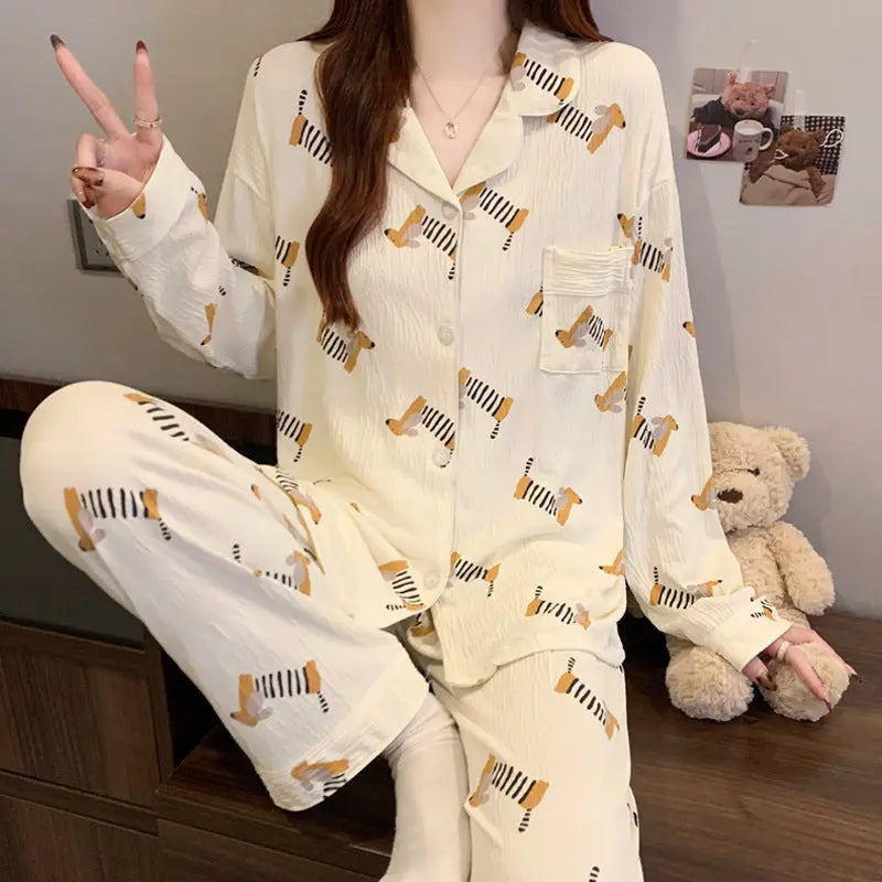 Sausage Dog Japanese Cartoon Pajamas For Women EX-STOCK Canada