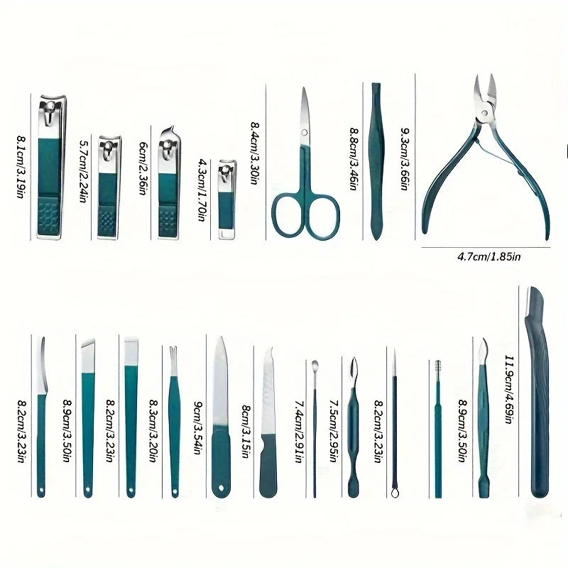 Professional 7/10/12/18 Piece Nail Care Kit Stainless Steel Manicure & Pedicure Set Nail Clipper Set with Travel Case - Velora