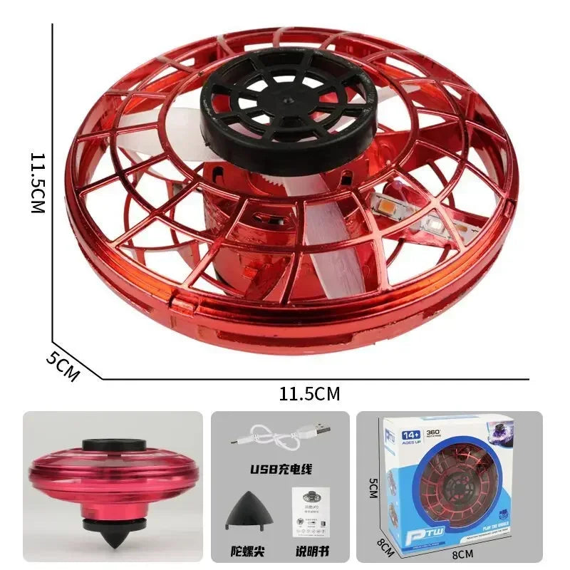 Flying Spinner UFO Mini Drone,Flying Spinner Hand Operated Drones Indoor Outdoor Cool Stuff Mini Drones Toys Birthday Gifts Velora