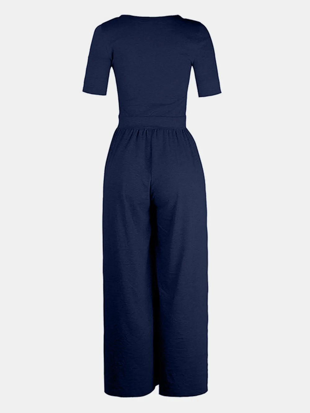 Scoop Neck Short Sleeve Jumpsuit - Velora Luxury Fashion