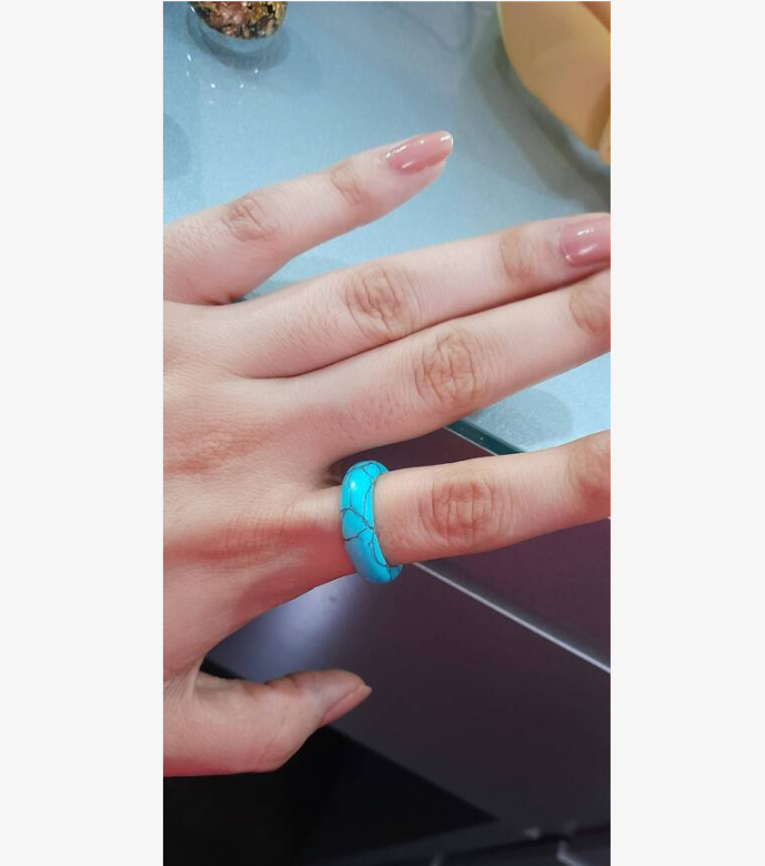 Natural Turquoise Stone Ring | Size 8 - Velora