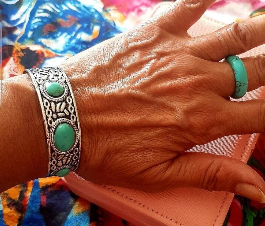Natural Turquoise Stone Ring | Size 8 - Velora