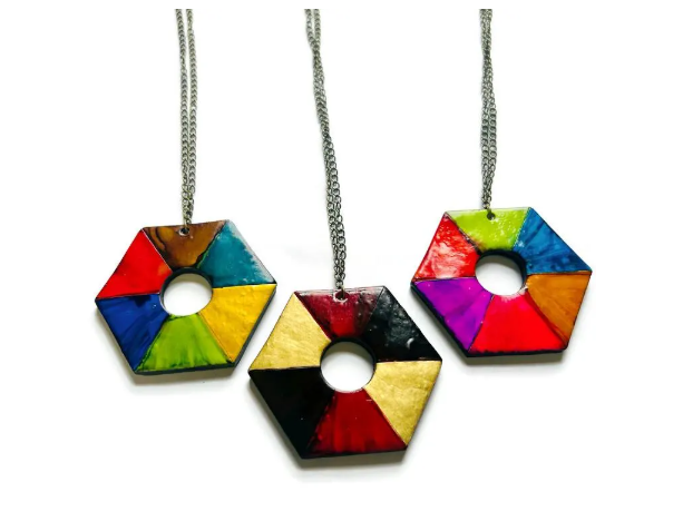 Large Hexagon Pendant Necklace Handmade - Velora Luxury Fashion