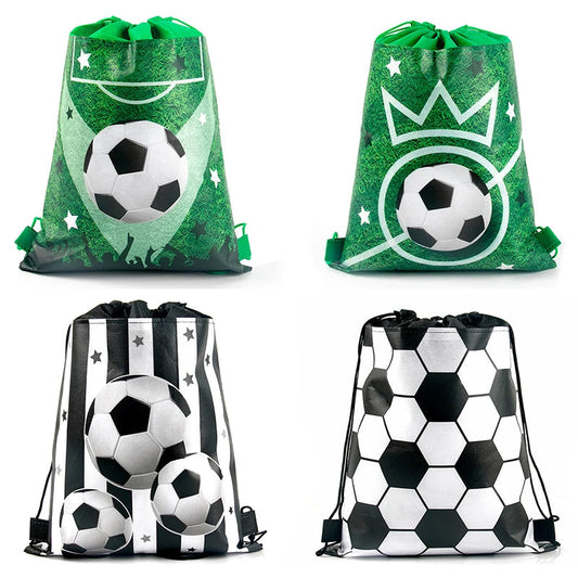 3/6/12pcs Children Football Drawstring Bags Football Backpack Sport Party Drawstring Goodie Favor Bags Gifts Birthday Party - Velora