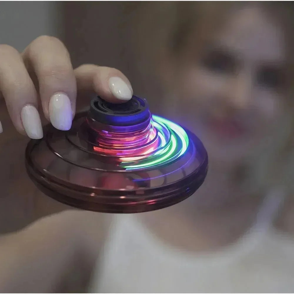 Flying Helicopter Spinner Fingertip Upgrade Flight Gyro Flyorb Hover Ball Mini Drone Aircraft Toy LED UFO Type Toy Kid Gift Velora